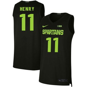 Men Aaron Henry Michigan State Spartans #11 Nike NCAA 2020 Black Authentic College Stitched Basketball Jersey YX50D01QX